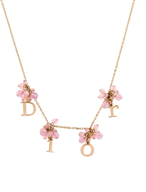 Christian Dior Beaded Logo Station Necklace