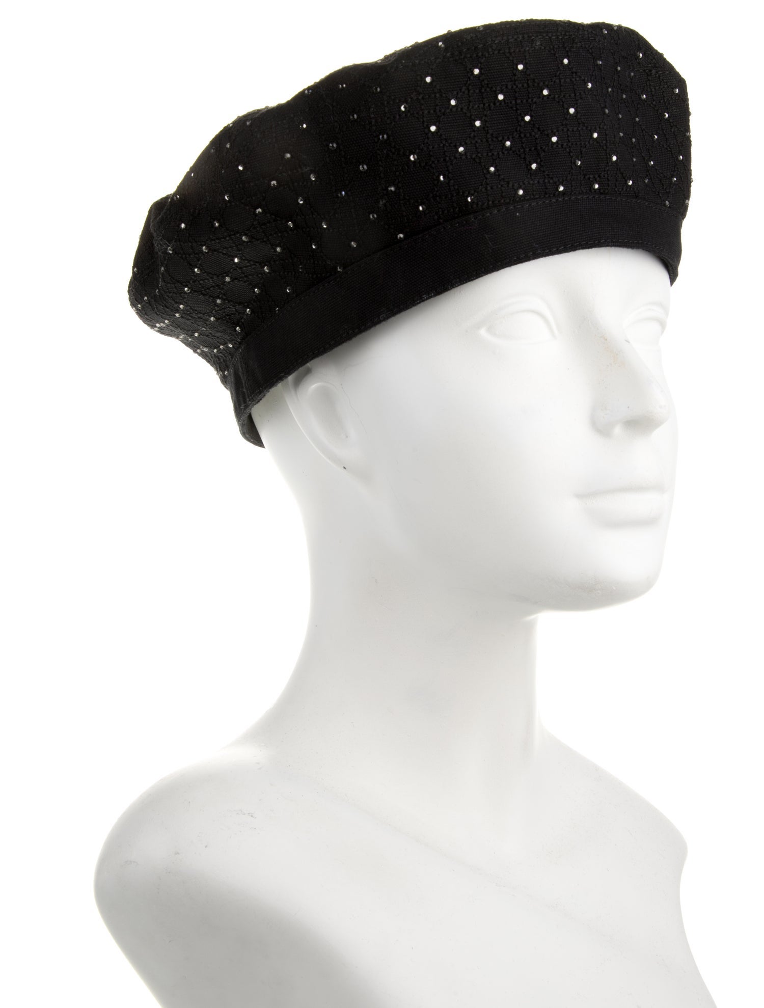 Christian Dior Cotton Beret w/ Crystal Embellishments
