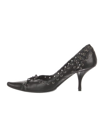 Christian Dior Leather Whipstitch Trim Pumps