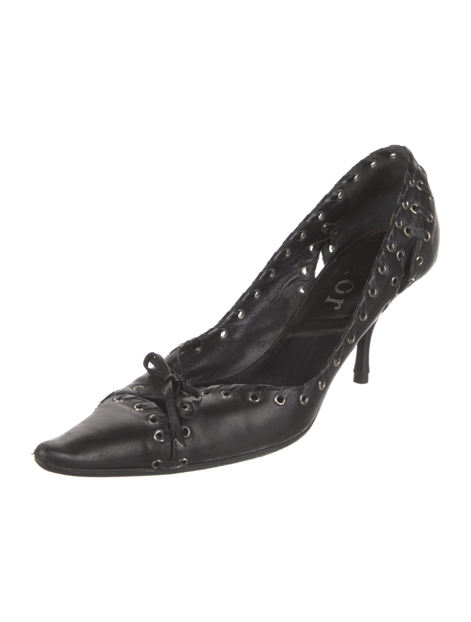 Christian Dior Leather Whipstitch Trim Pumps