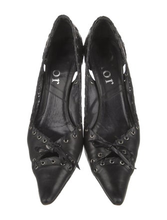 Christian Dior Leather Whipstitch Trim Pumps