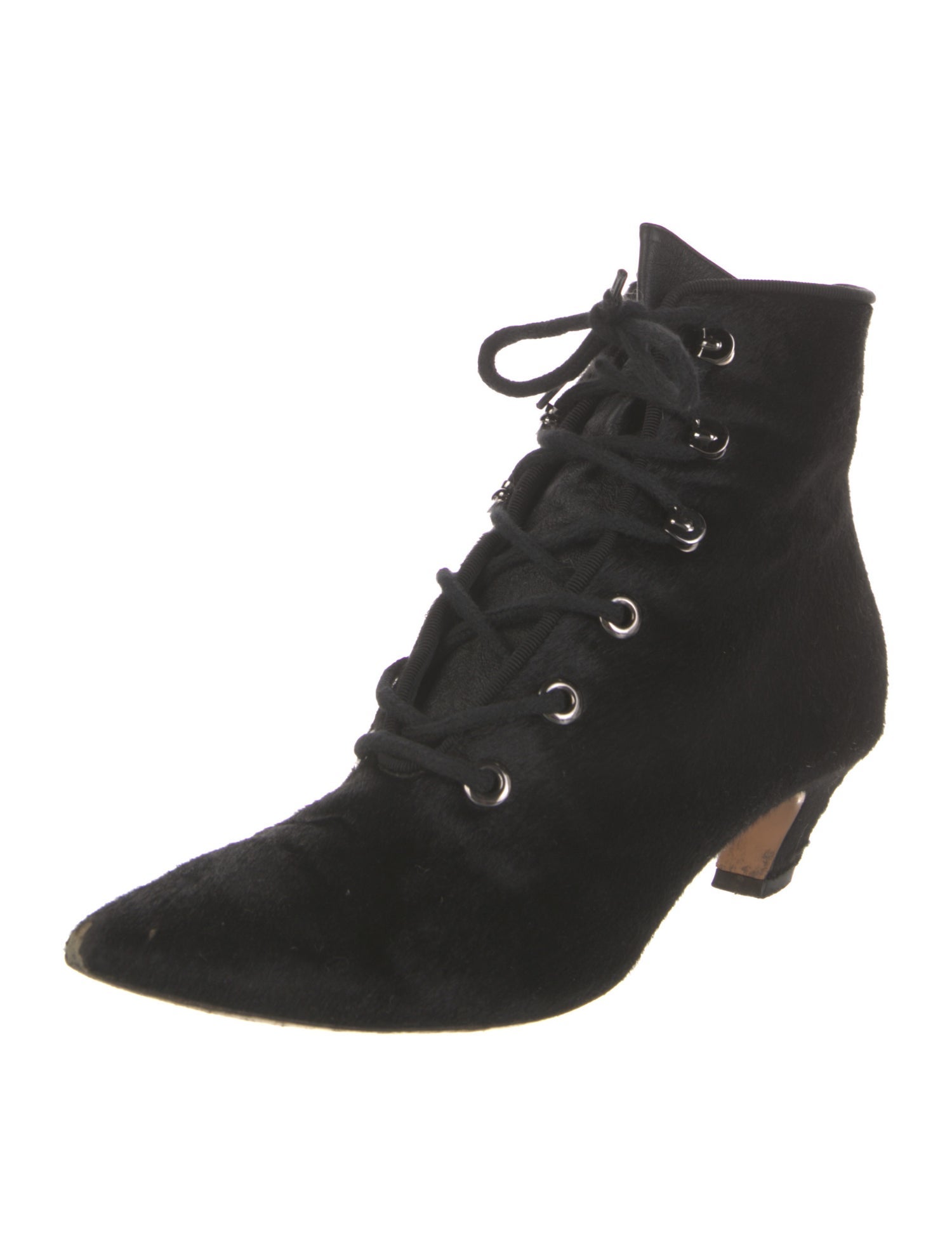 Christian Dior Vintage Ponyhair Lace-Up Boots