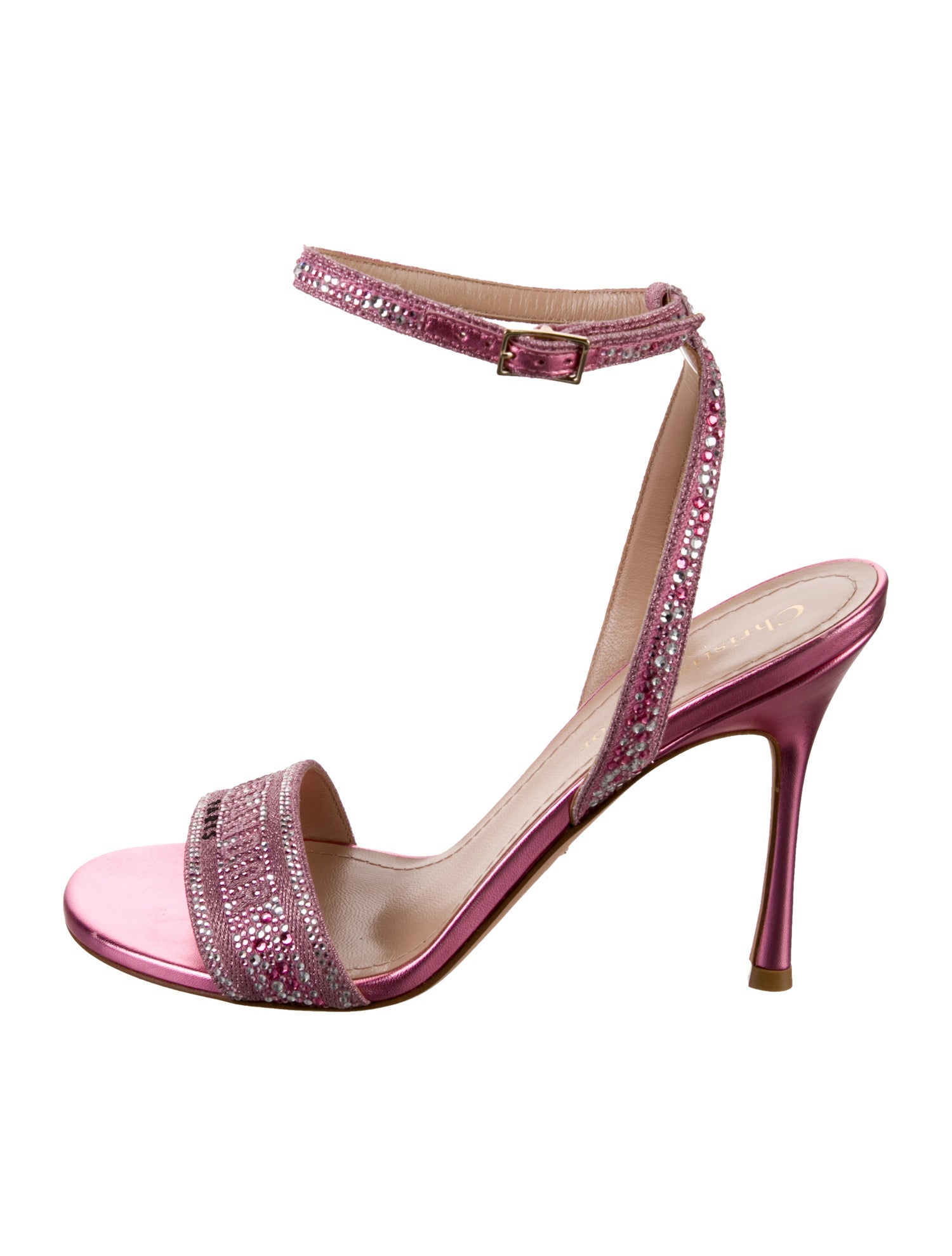 Christian Dior Leather Crystal Embellishments Sandals