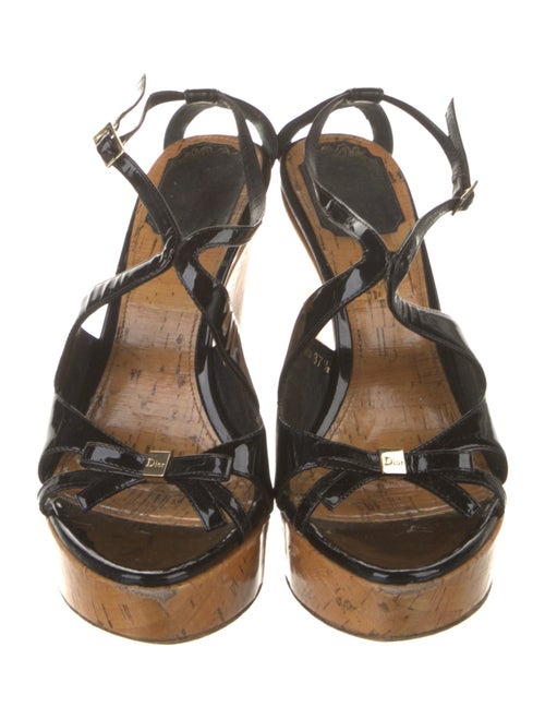 Christian Dior Patent Leather Bow Accents Sandals