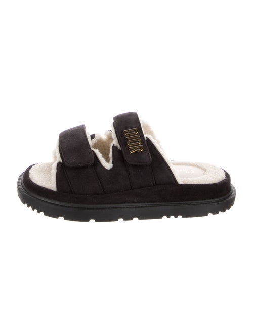 Christian Dior Suede Fur Trim Slides