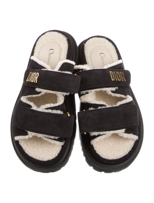 Christian Dior Suede Fur Trim Slides