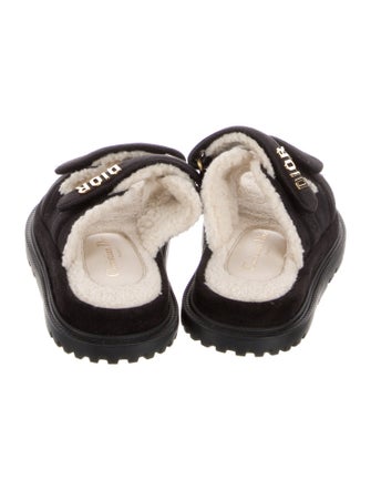 Christian Dior Suede Fur Trim Slides