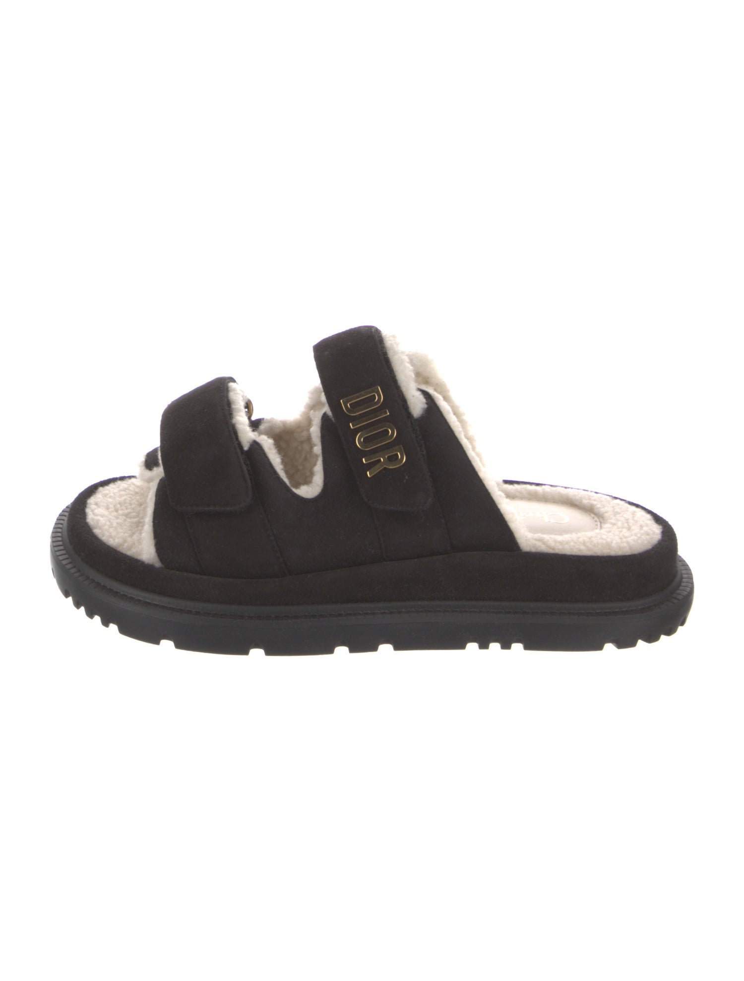 Christian Dior Suede Fur Trim Slides