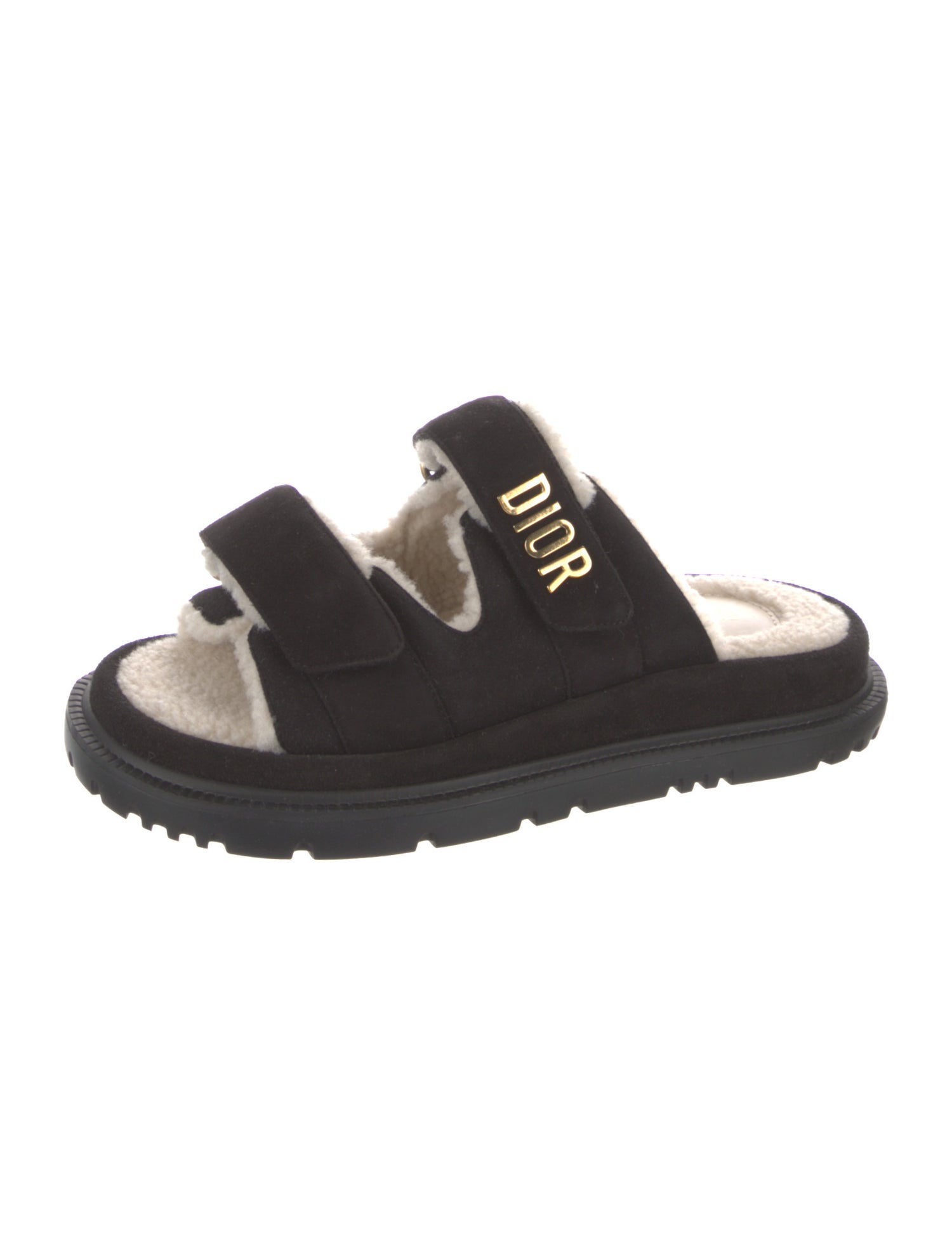 Christian Dior Suede Fur Trim Slides