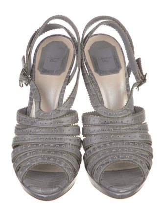 Christian Dior Embossed Leather Slingback Sandals
