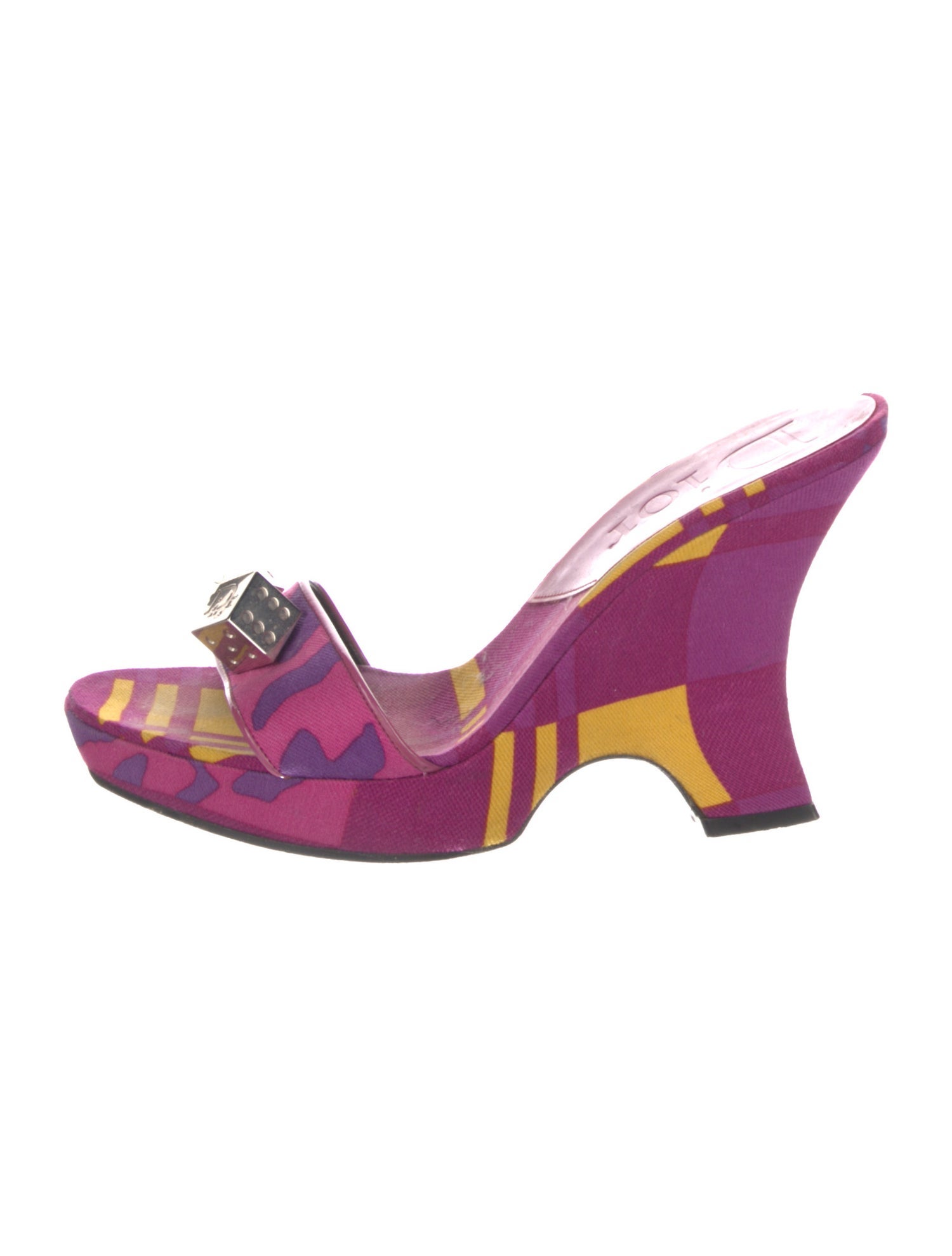 Christian Dior Printed Leather Trim Embellishment Slides