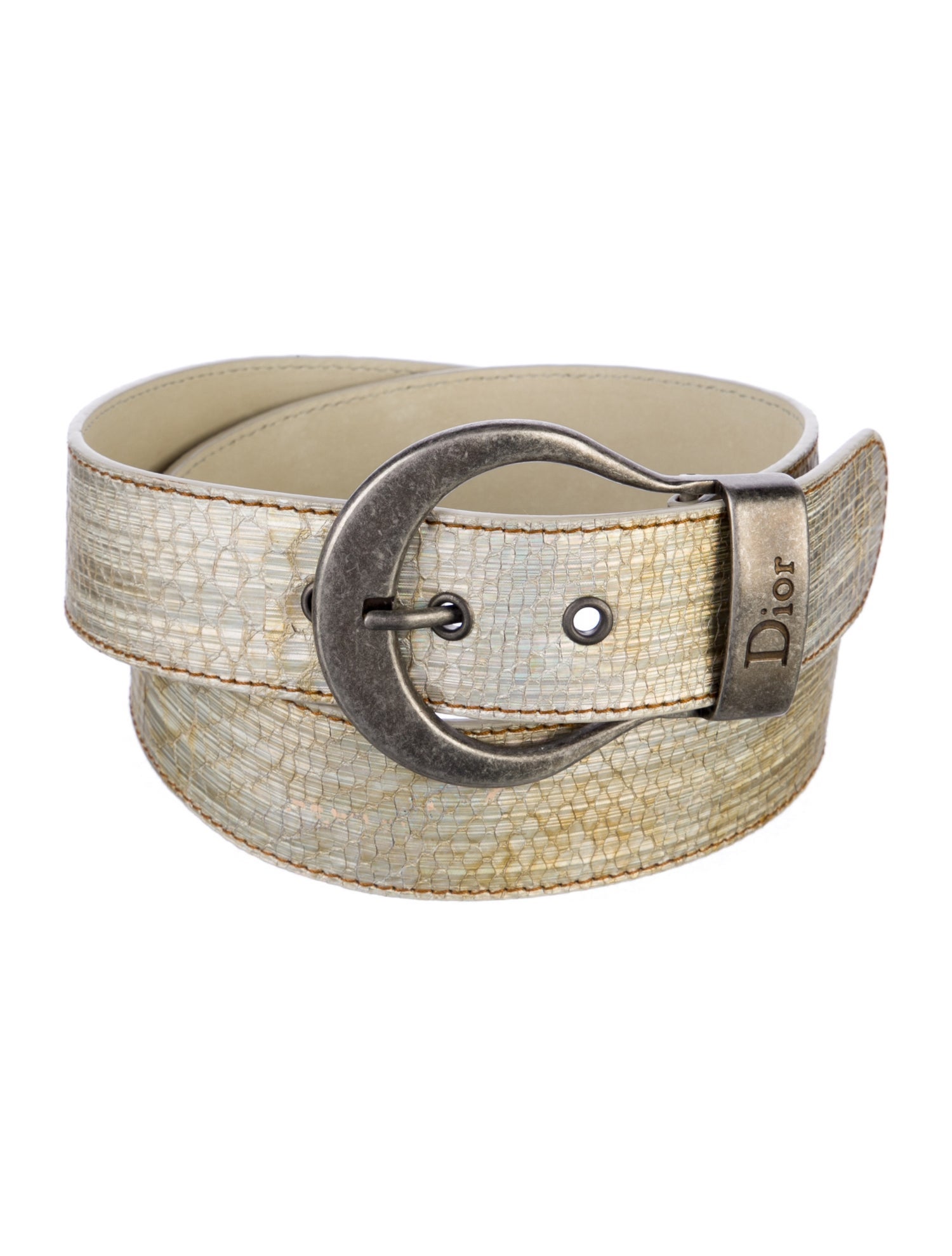 Christian Dior Vintage Embossed Leather Belt