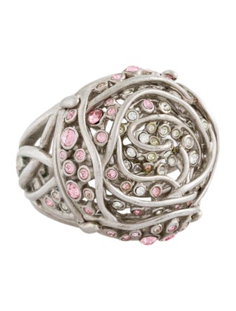 Christian Dior Crystal Flower Rose Cocktail Ring