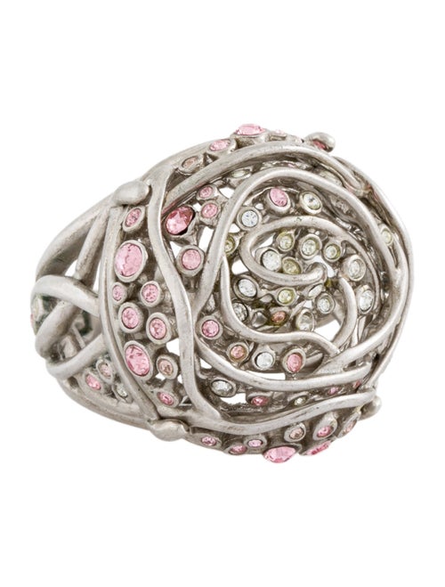 Christian Dior Crystal Flower Rose Cocktail Ring