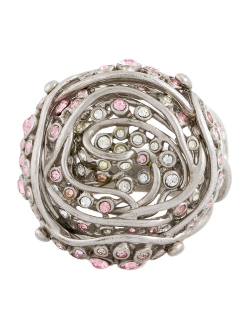 Christian Dior Crystal Flower Rose Cocktail Ring