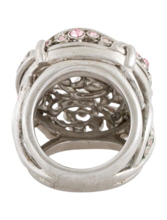 Christian Dior Crystal Flower Rose Cocktail Ring