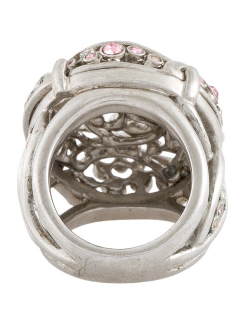 Christian Dior Crystal Flower Rose Cocktail Ring