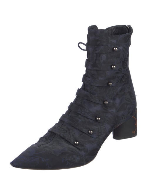 Christian Dior Printed Embroidered Accent Combat Boots