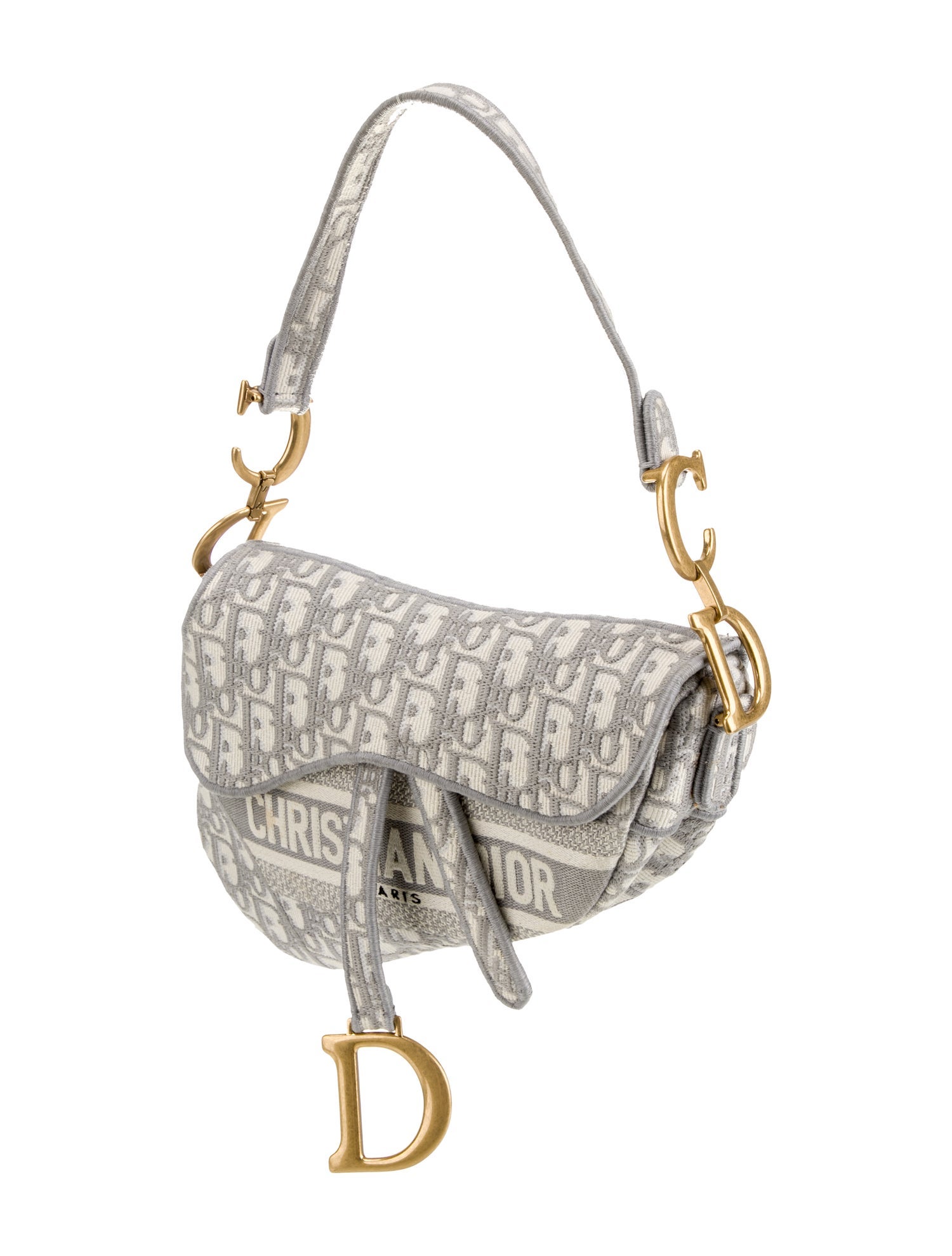 【新品・未使用】CHRISTIAN DIOR Christian Dior Canvas Oblique Saddle - Grey Shoulder Bags
