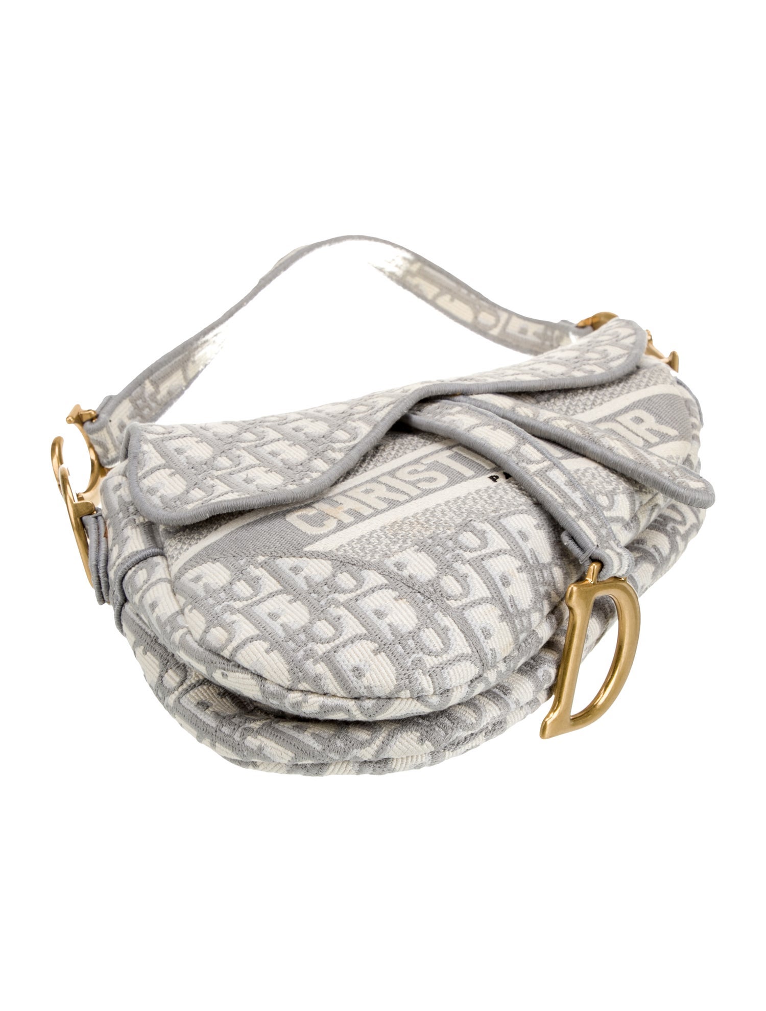 Christian Dior Canvas Oblique Saddle - Grey Shoulder Bags