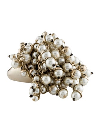 Christian Dior Faux Pearl Mise En Dior Cocktail Ring