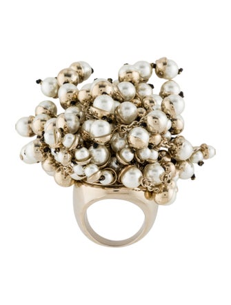 Christian Dior Faux Pearl Mise En Dior Cocktail Ring