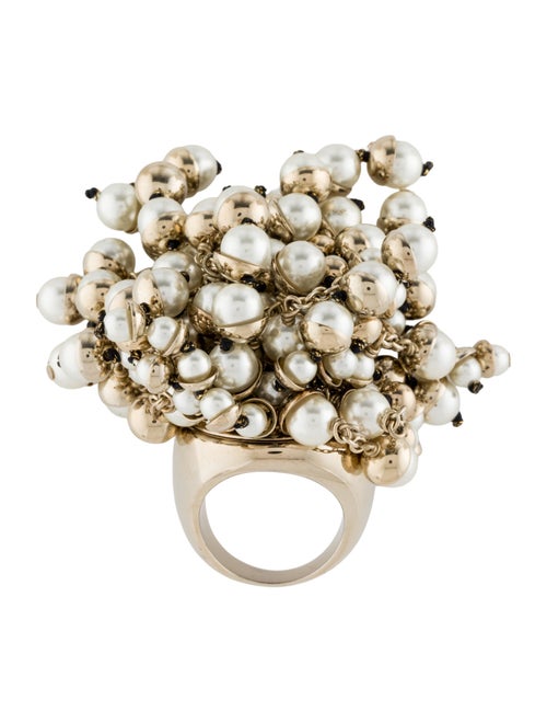 Christian Dior Faux Pearl Mise En Dior Cocktail Ring