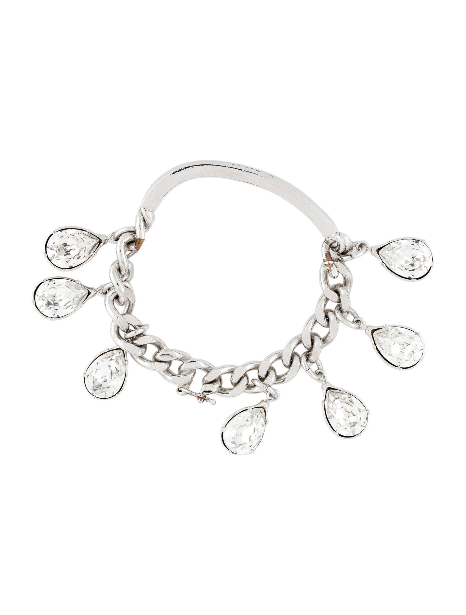 Christian Dior Vintage Crystal Logo ID Link Bracelet