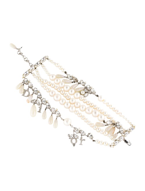 Christian Dior Crystal & Pearl Multi-Strand Bracelet