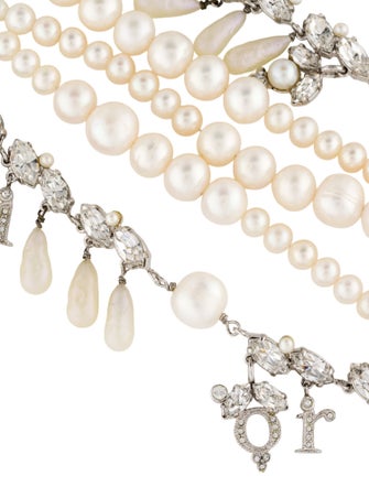 Christian Dior Crystal & Pearl Multi-Strand Bracelet