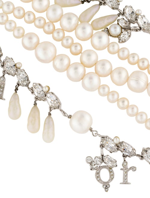 Christian Dior Crystal & Pearl Multi-Strand Bracelet