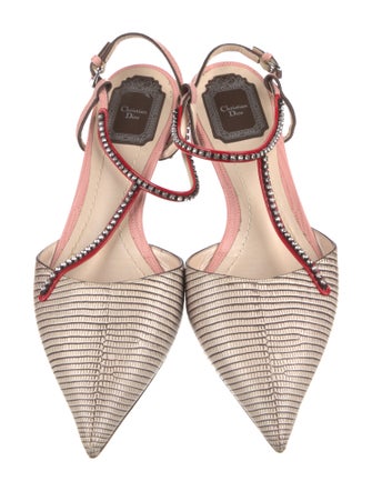 Christian Dior Lizard Animal Print Slingback Flats