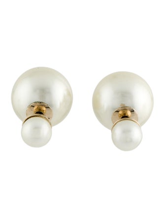 Christian Dior Faux Pearl Tribales Stud Earrings