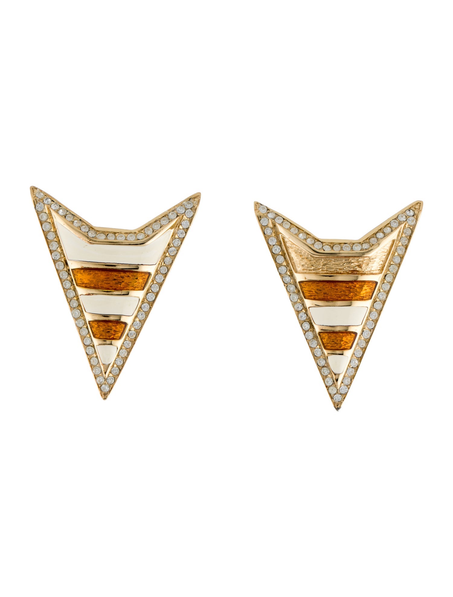 Christian Dior Vintage Crystal & Enamel Clip-On Earrings