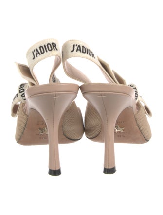 Christian Dior Leather Graphic Print Slingback Pumps