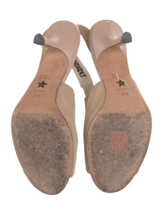 Christian Dior Leather Graphic Print Slingback Pumps