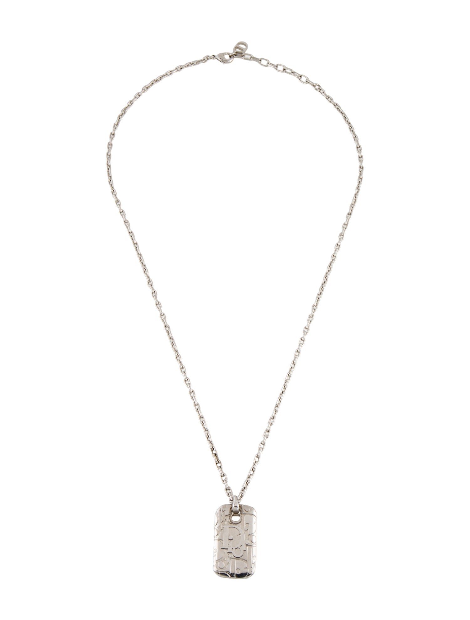 Christian Dior Oblique Plate Pendant Necklace
