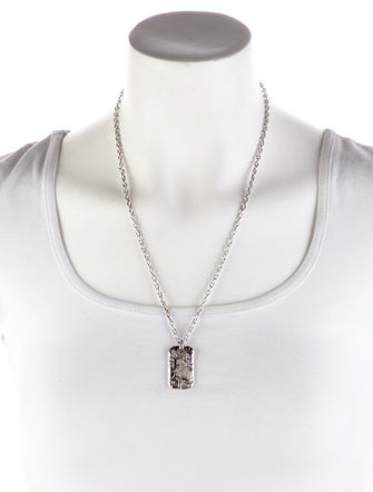 Christian Dior Oblique Plate Pendant Necklace