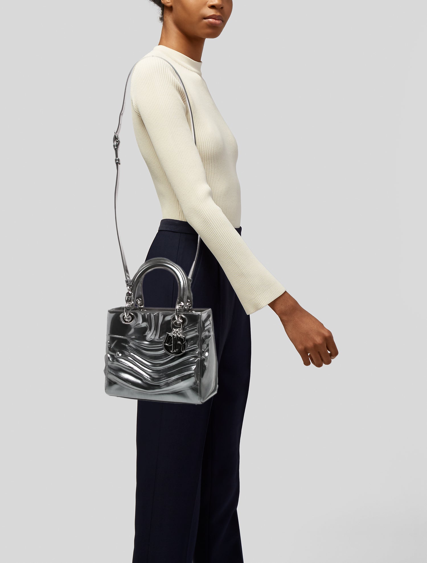 Christian Dior Patent Leather Lady Dior Medium