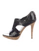 Christian Dior Patent Leather Cutout Accent T-Strap Sandals