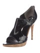 Christian Dior Patent Leather Cutout Accent T-Strap Sandals