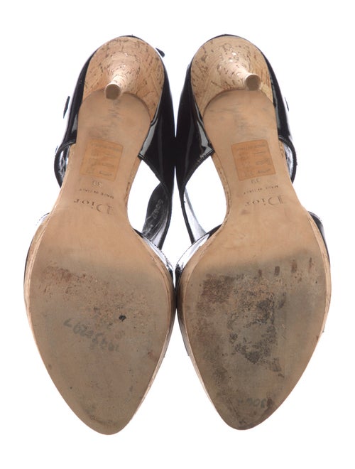 Christian Dior Patent Leather Cutout Accent T-Strap Sandals