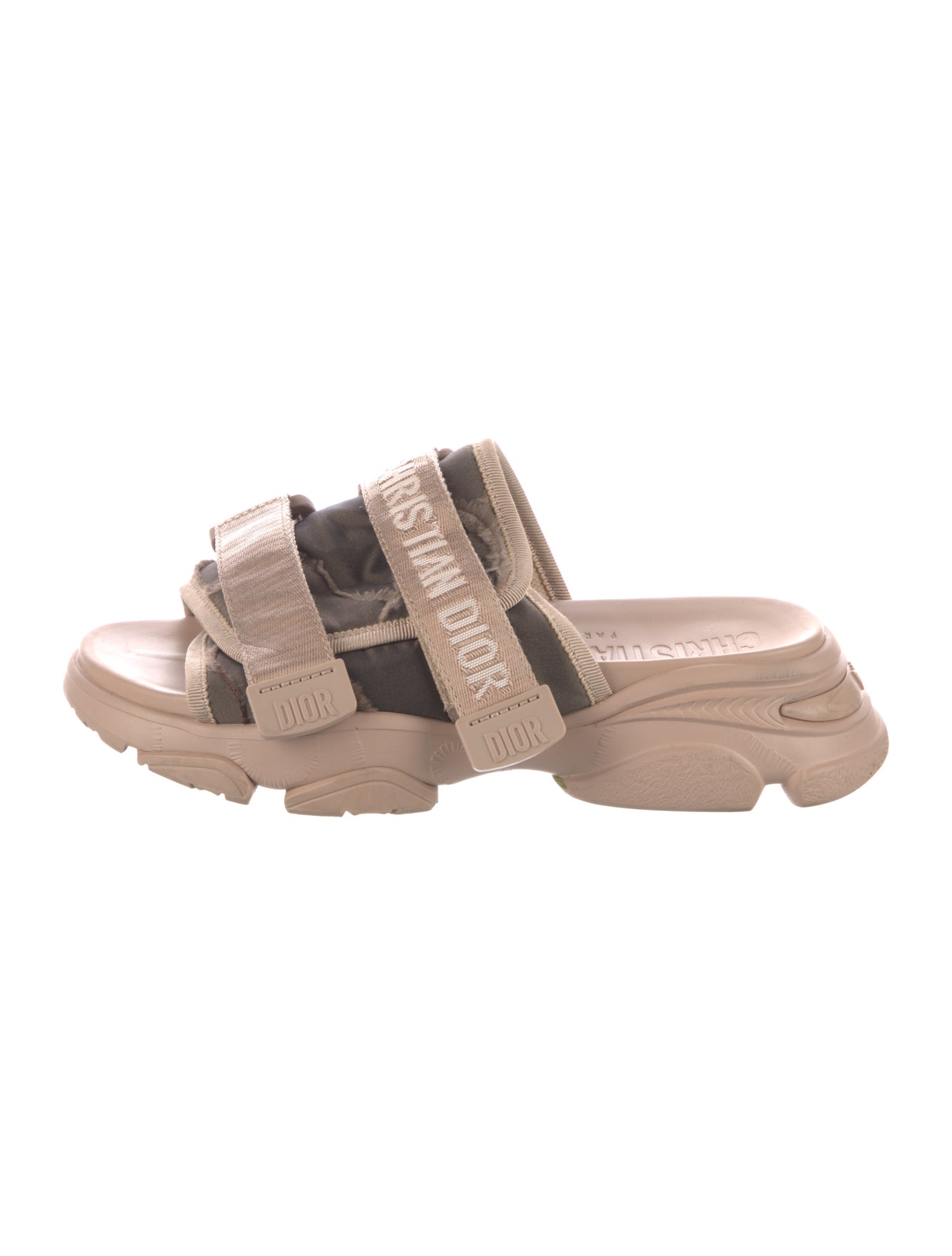 Christian Dior Rubber Grosgrain Trim Slides