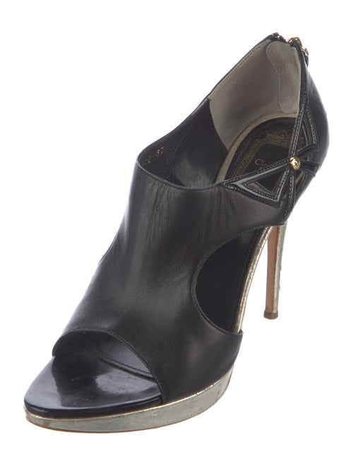 Christian Dior Leather Cutout Accent Slingback Sandals