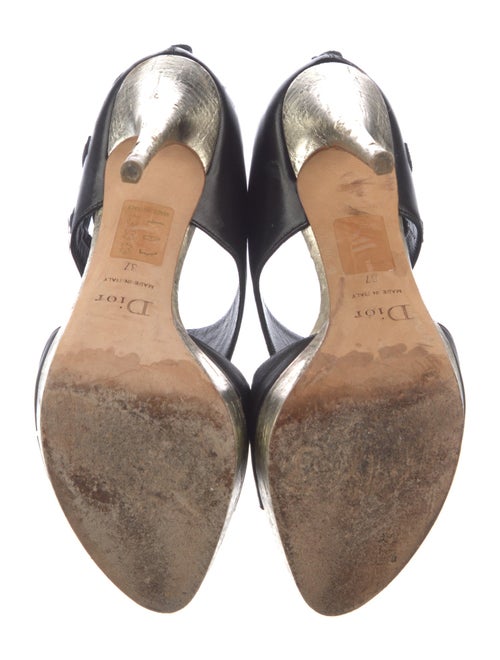 Christian Dior Leather Cutout Accent Slingback Sandals