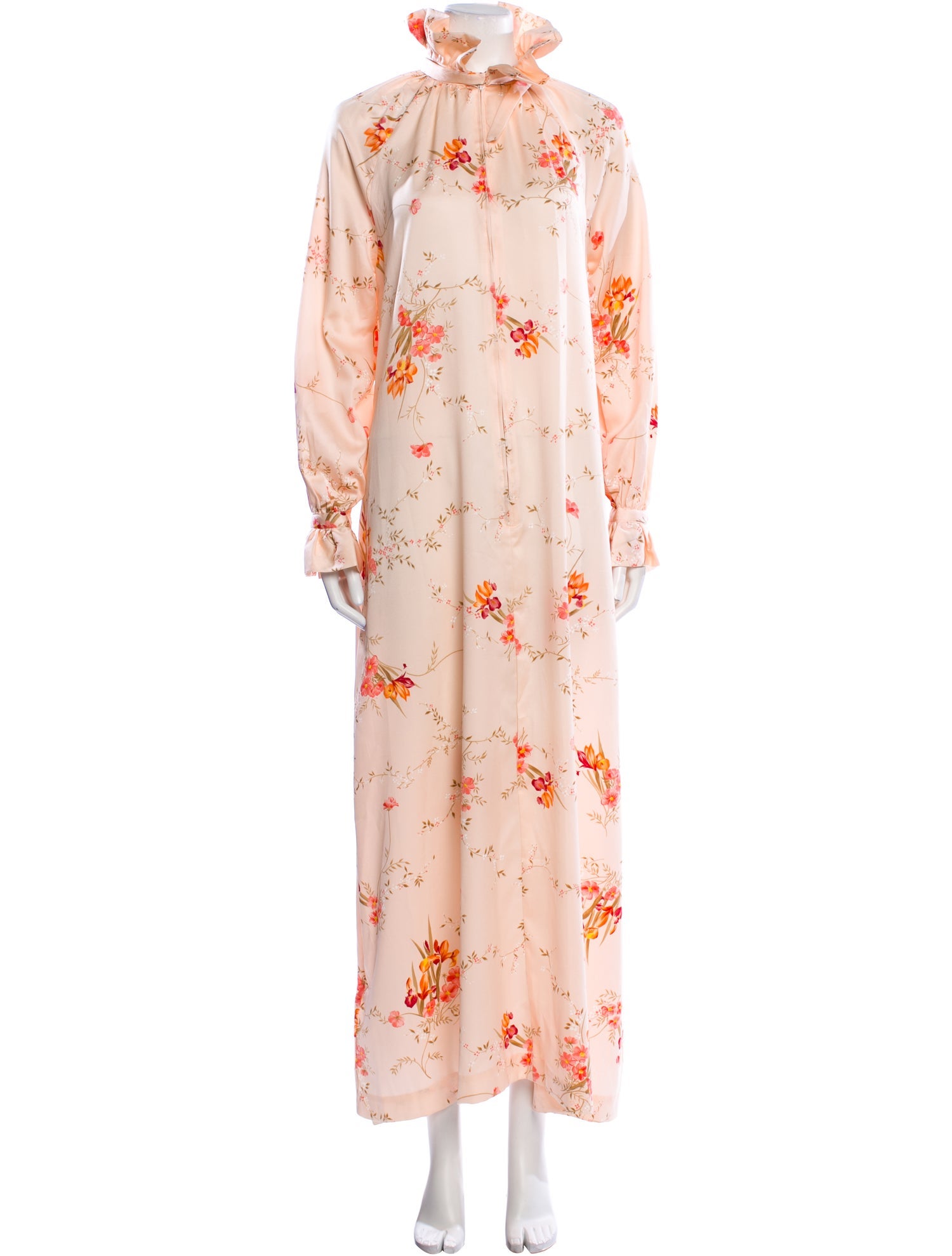 Christian Dior Floral Print Ruffle Embellishment Nightgown