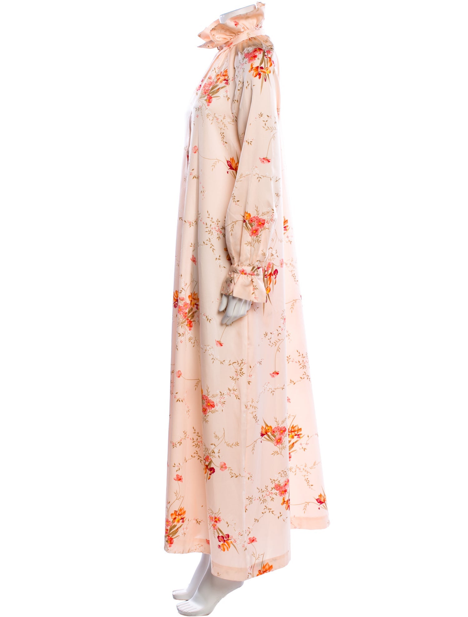 Christian Dior Floral Print Ruffle Embellishment Nightgown