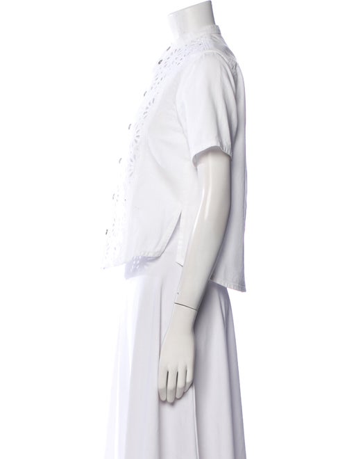 Christian Dior Mock Neck Short Sleeve Button-Up Top