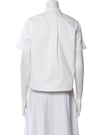 Christian Dior Mock Neck Short Sleeve Button-Up Top