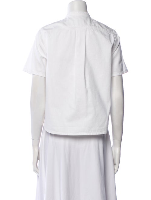 Christian Dior Mock Neck Short Sleeve Button-Up Top